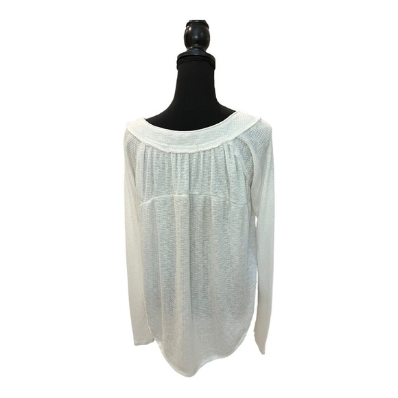 Free People Ivory Waffle Knit Henley Tee XS - Picture 3 of 9
